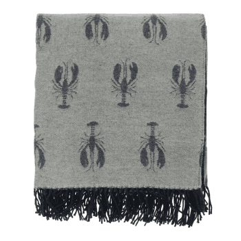 Image showing the Lobster Knitted picnic blanket, 145 x 145cm, Grey/Blue product.