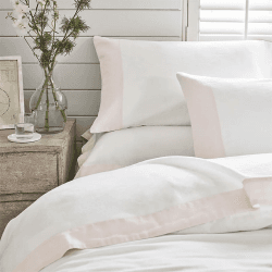 Image showing the Portobello Super King Oxford Pillowcase, White/Petal product.