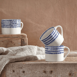 Image showing the Indigo Drop Set of 2 Mugs, 370ml, Indigo and Cream product.