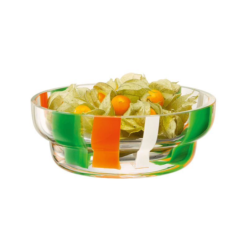 Folk Bowl, D15cm, Green/Orange/White