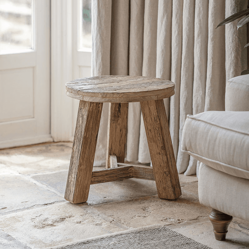 Ibo Reclaimed Wood Round Side Table, Natural