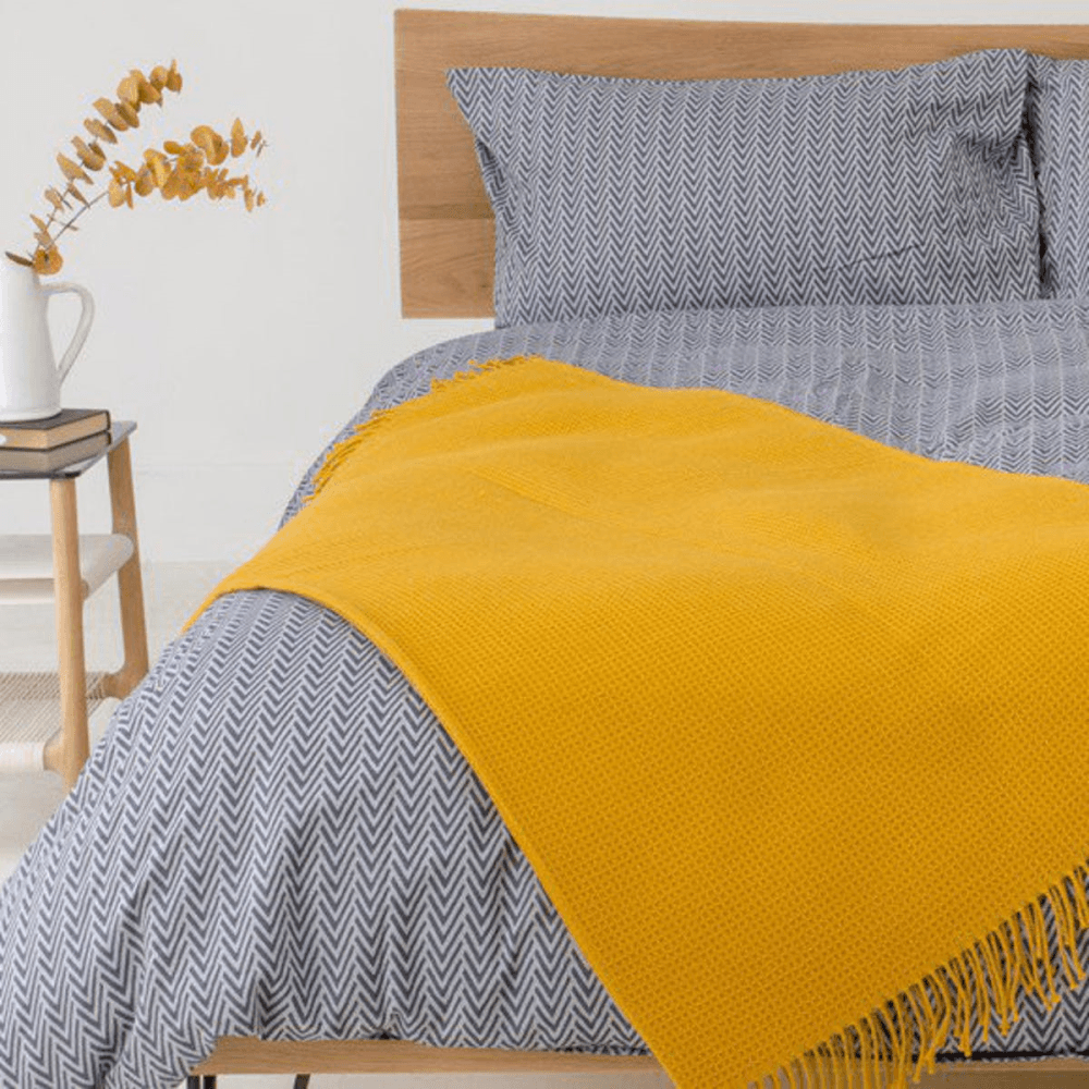Herringbone Duvet Cover, Super King, Navy Grey