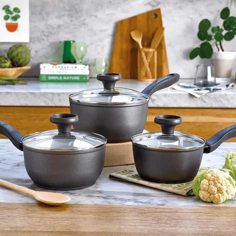 Saucepans 3 Piece Set, Grey