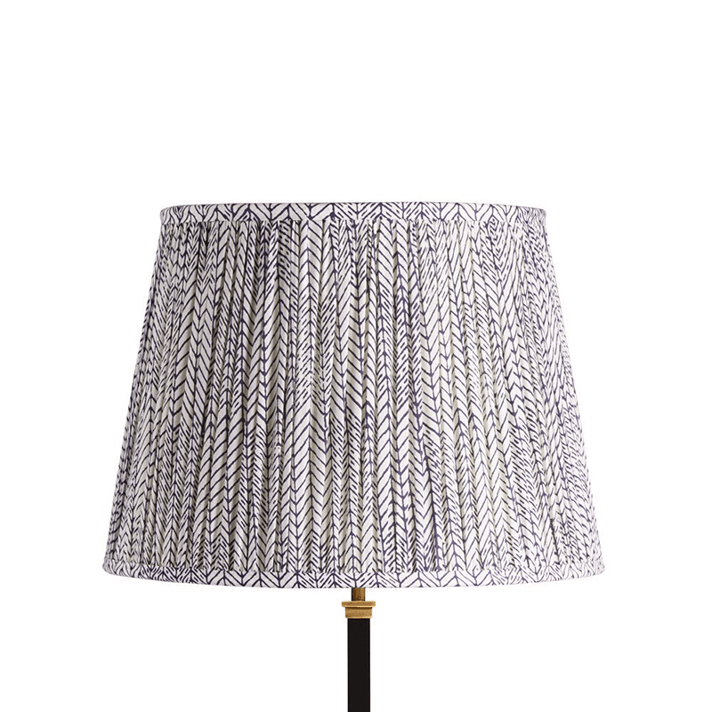 Straight empire Shade, 40cm, navy & white wonky chev block printed cotton