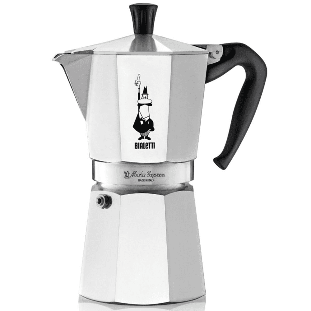 Moka Express Aluminium stovetop coffee maker, 9 cup, Silver