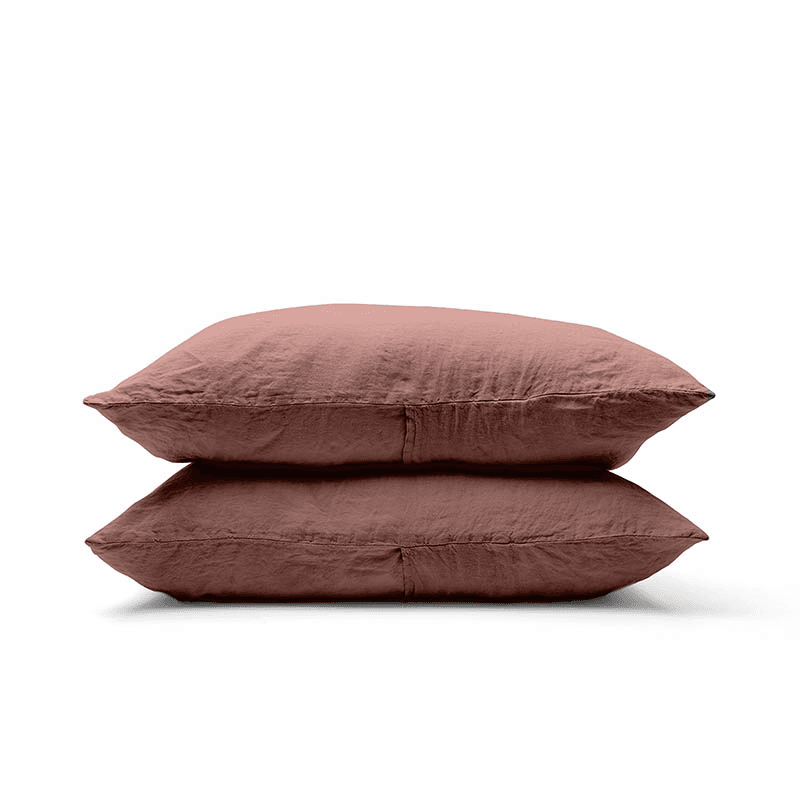 Linen Pair of Standard Pillowcases, Rust
