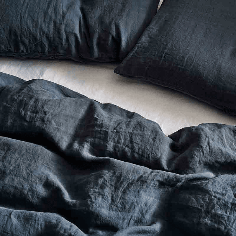 Linen Pair of Standard Pillowcases, Ink