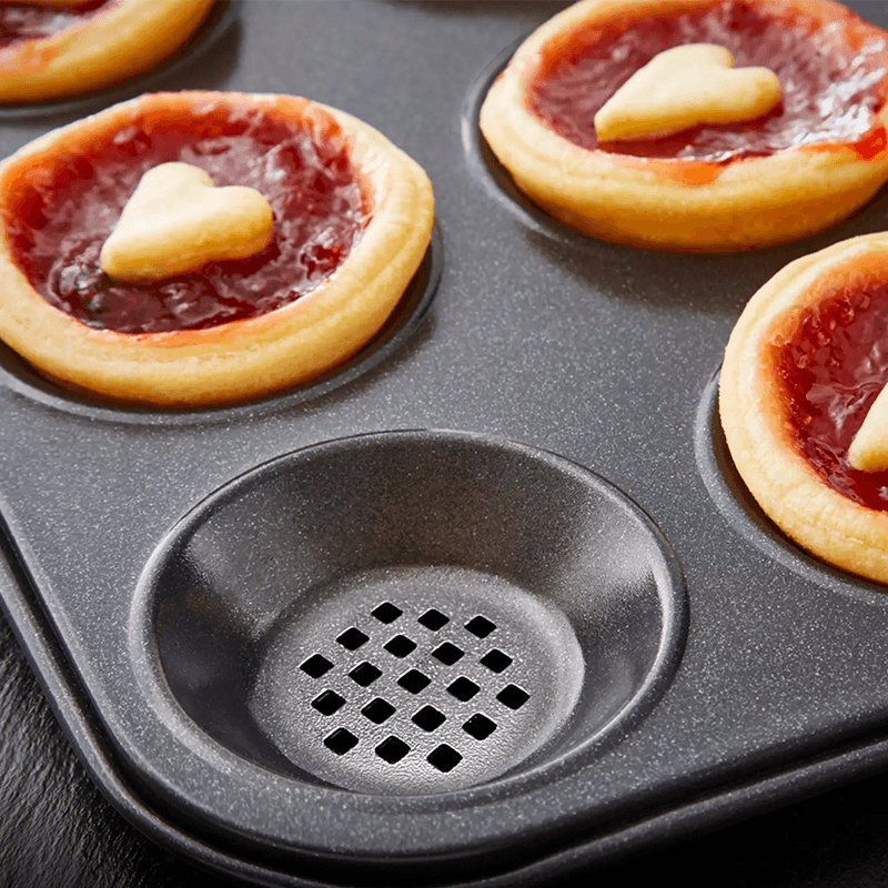 Precision Plus 12 Hole Shallow Muffin Tin, Black