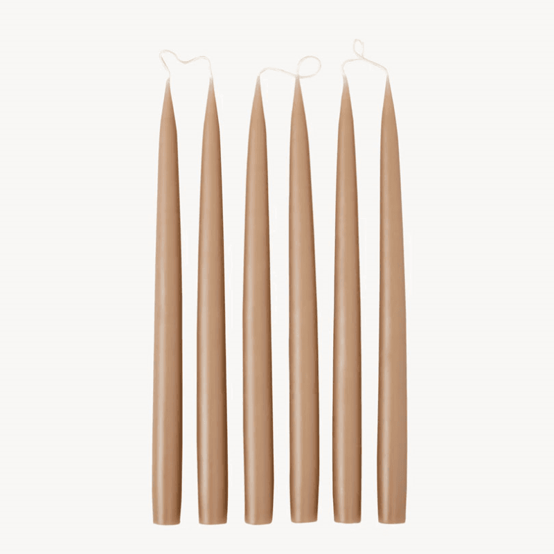 Set of 6 Tapered Dinner Candles, H35cm, Cappuccino