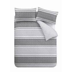 Image showing the Textured Banded Stripe Double Duvet Set, Charcoal product.