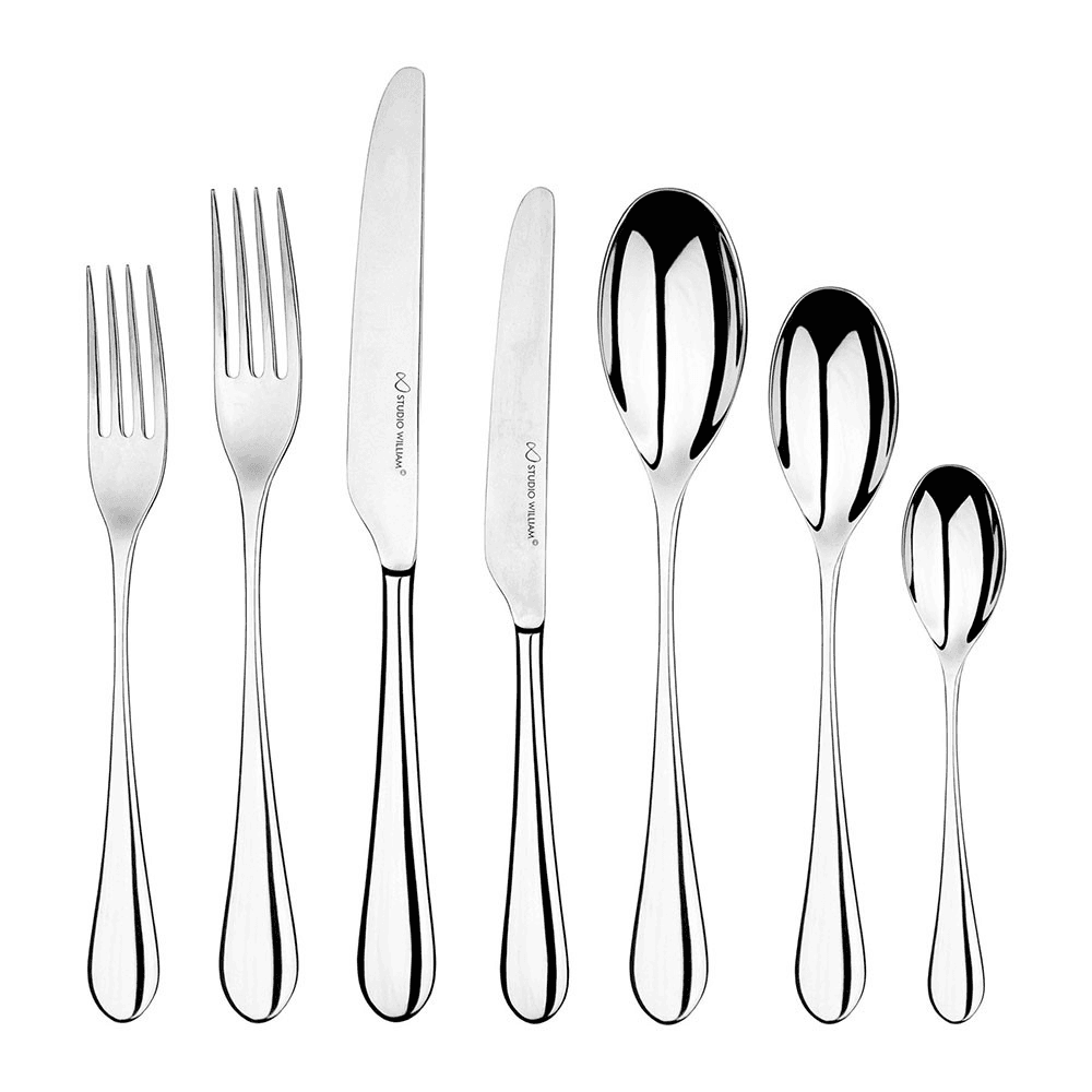 Mulberry 7 piece place setting, mirror finish stainless steel