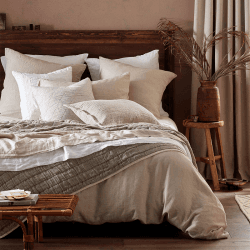 Image showing the Linen Fitted Sheet, King, Natural product.