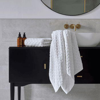 Image showing the Trellis Towel Hand Towel, White product.