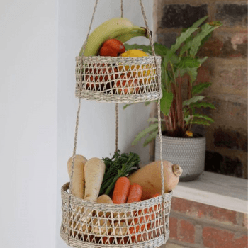 Image showing the Natural Elements Seagrass Hanging Planter, Cream product.
