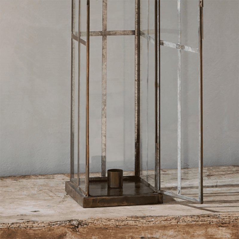 Vemula Lantern, H50cm, Antique Brass