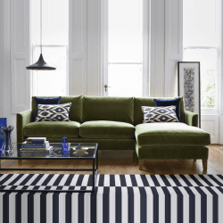 Image showing the Izzy, Medium Right Hand Chaise,  Olive Pure Cotton Matt Velvet, Olive product.