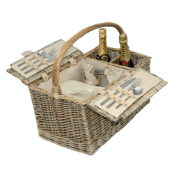 Image showing the Antique Wash Lidded 2 Person Hamper, Cream/Beige product.