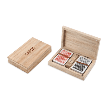 Image showing the Mango Wood card & dice set, 3.5 x 18 x 11.5cm, Mango Wood product.