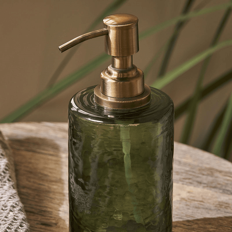 Ilcoso Recycled Hammered Glass Soap Dispenser, Green