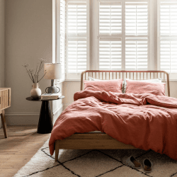 Image showing the Cotton Linen Mix Duvet Cover, Double, Burnout Orange product.