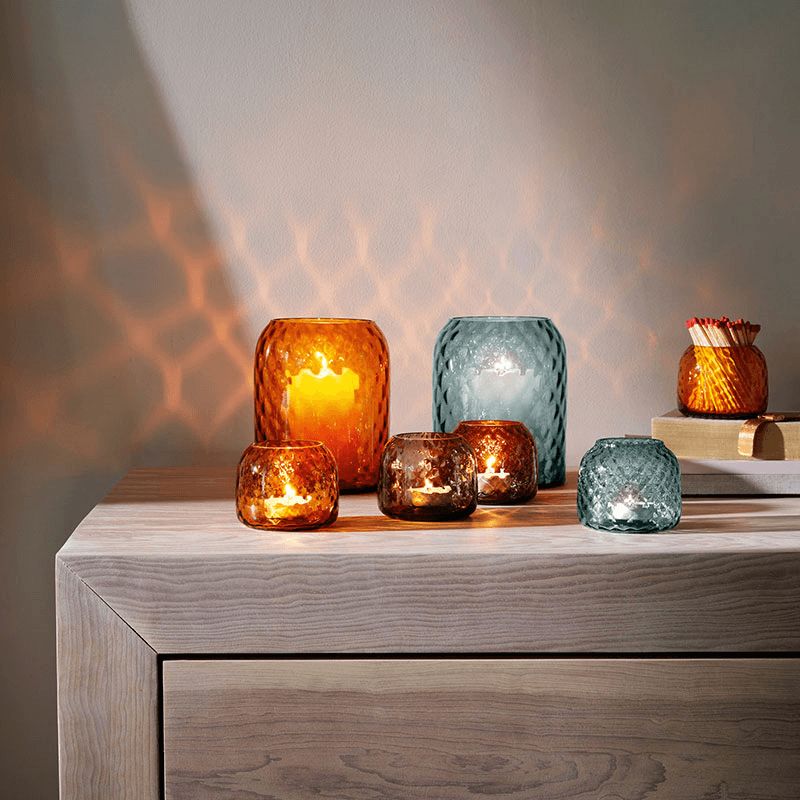 Dapple Vase/Lantern, H16cm, Water Blue