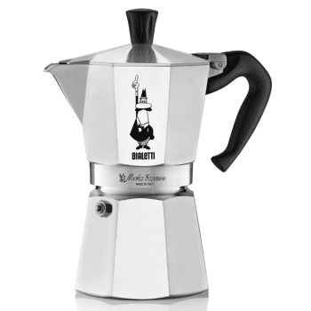 Image showing the Moka Express Espresso Maker, 4 Cup, Silver product.