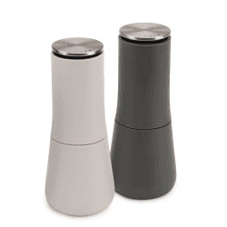 Image showing the Milltop Salt and pepper set, H7 x W3.2 x D3.2cm, Grey & White product.