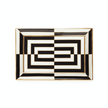 Image showing the Op Art Rectangle tray, Black/White product.
