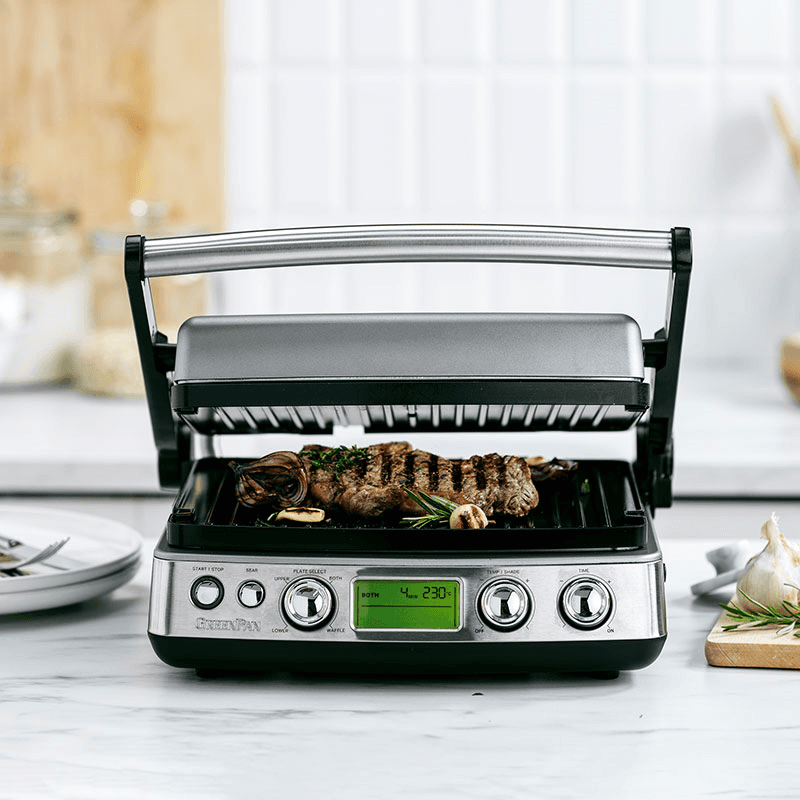 Non-Stick 3-in-1 Contact Grill & Indoor BBQ, Stainless Steel