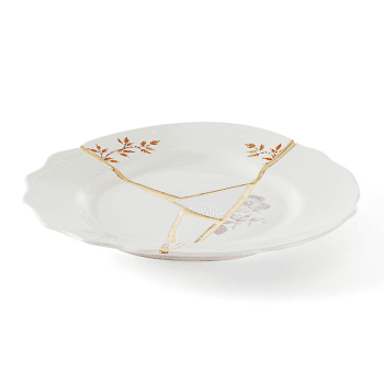 Image showing the Kintsugi - No1 Dessert plate, 21cm, white/gold product.