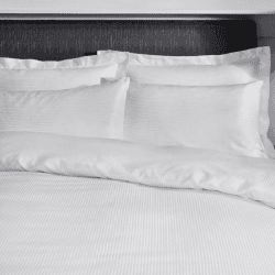 Image showing the 300TC Satin Stripe Double Bedding Set, White, White product.