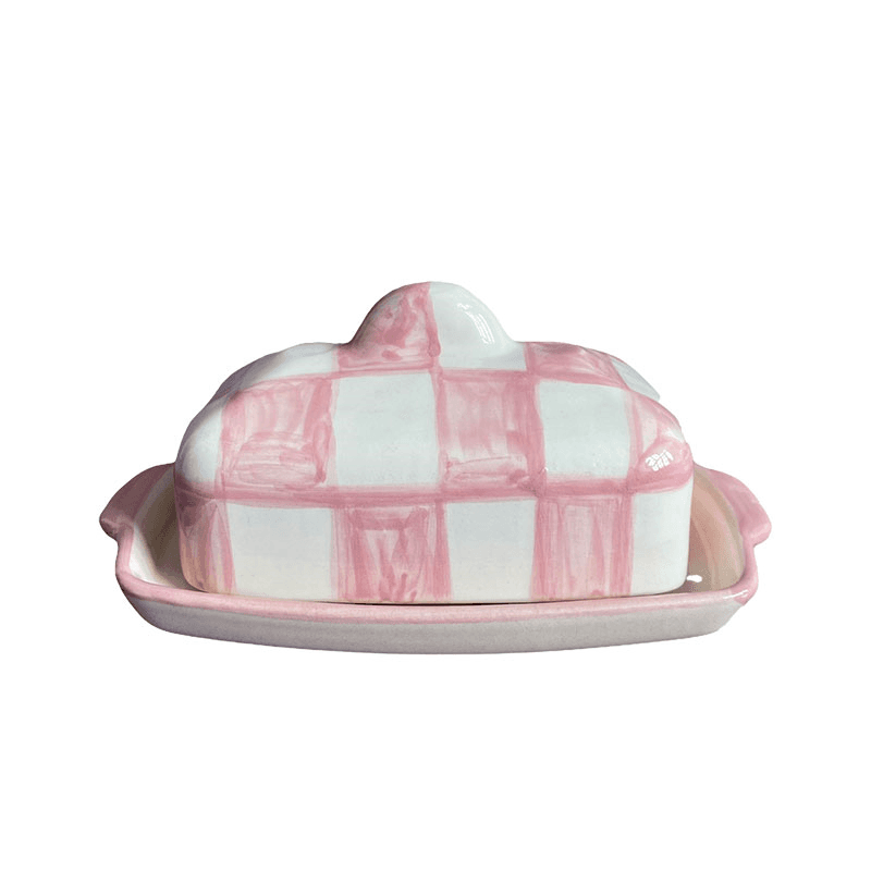 Buttercup Butter Dish, W18 x L8cm, White/Pink