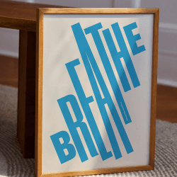 Image showing the Breathe Framed Print, 30 x 40 cm, Blue product.