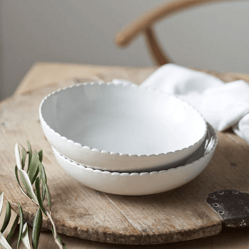 Image showing the Scalloped Set of 2 Mini Shallow Bowl, D21cm, White product.