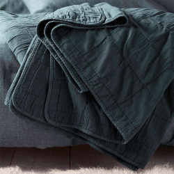 Image showing the Finn Cotton Quilted Throw, 200 x 200cm, Darkest Spruce product.