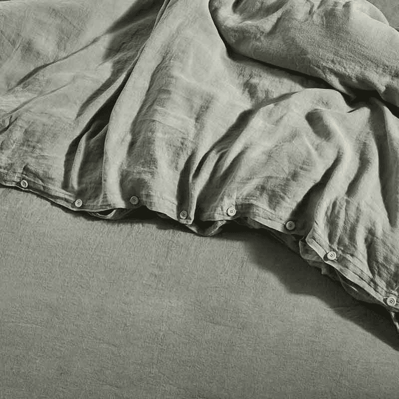 Linen Duvet Cover, Double, Moss