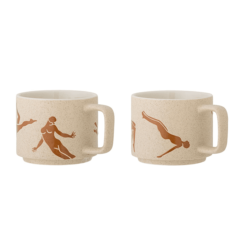 Harlow Set of 2 Mugs, D8cm, Brown