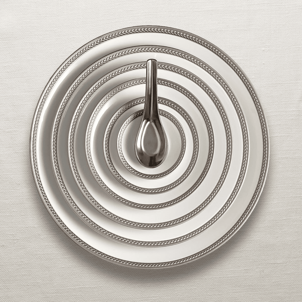 Soie Tressee Dinner Plate, Platinum