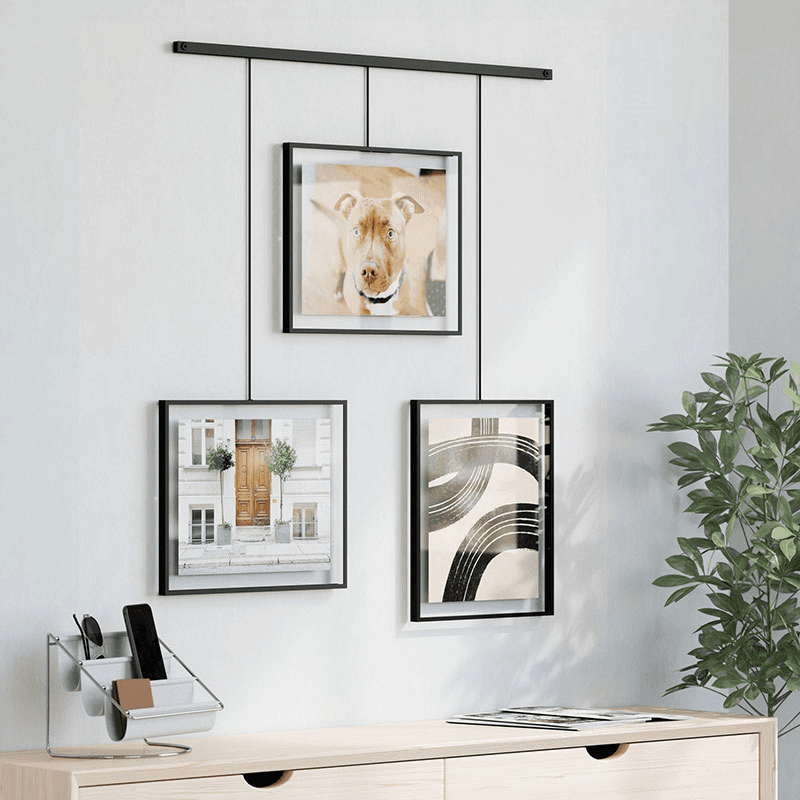Exhibit Set of 3 Hanging Photo Frames, 8 x 10", Black