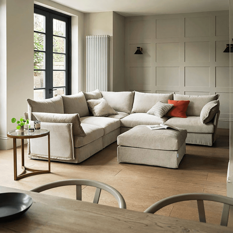 Model 06 Linen Corner Sofa With Chaise, Pumice