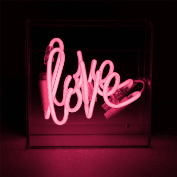 Image showing the Neon Box Love Mini Glass Sign, H16 x W16cm, Pink product.