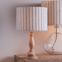 Image showing the Sanja Cotton Stripe Lampshade, D30cm, Off White & Grey product.