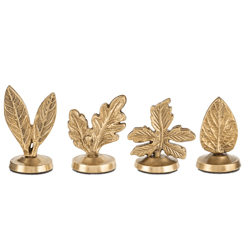 Leaf Set of 4 Place Card Holders, Brass
