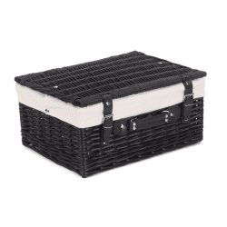 Image showing the 16" Black Hamper with White Lining, Black/Cream product.