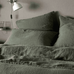 Image showing the Linen Oxford Pillowcase, Standard, Olive Green product.
