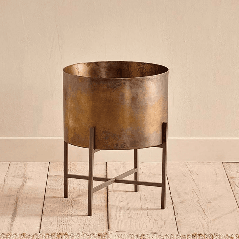 Juoni Iron Planter, H45 x W35 x D35cm, Aged Antique Brass
