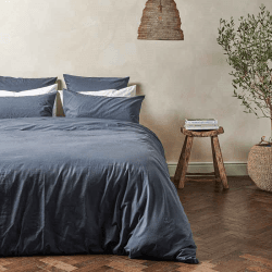 Image showing the Relaxed Cotton Super King Duvet Cover, Ink product.