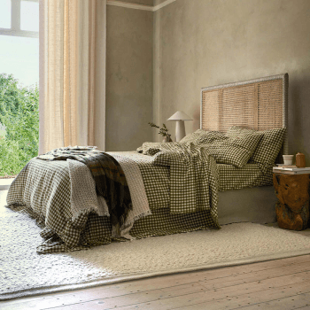 Image showing the Gingham King Size Duvet Cover, Botanical Green product.