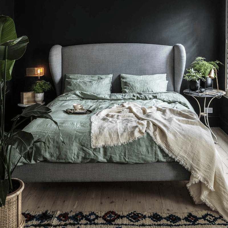 Sage Green Linen Pair of Pillowcases, Square, Sage Green