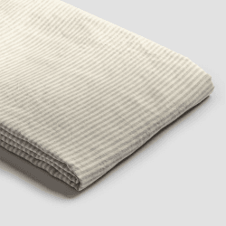 Image showing the Stripe Linen Blend Duvet Cover, Double, Oatmeal product.